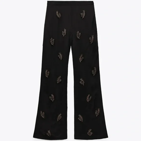 ZARA【NEW】BEADED TROUSERS WITH TIE HEMS Zara | Pants & Jumpsuits | Zara Silk Beaded Trousers | Poshmark